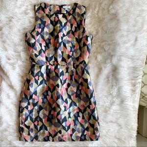 Warehouse 80s Multicoloured Triangles Shift Dress